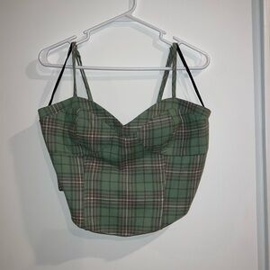 Green Plaid Crop Top
